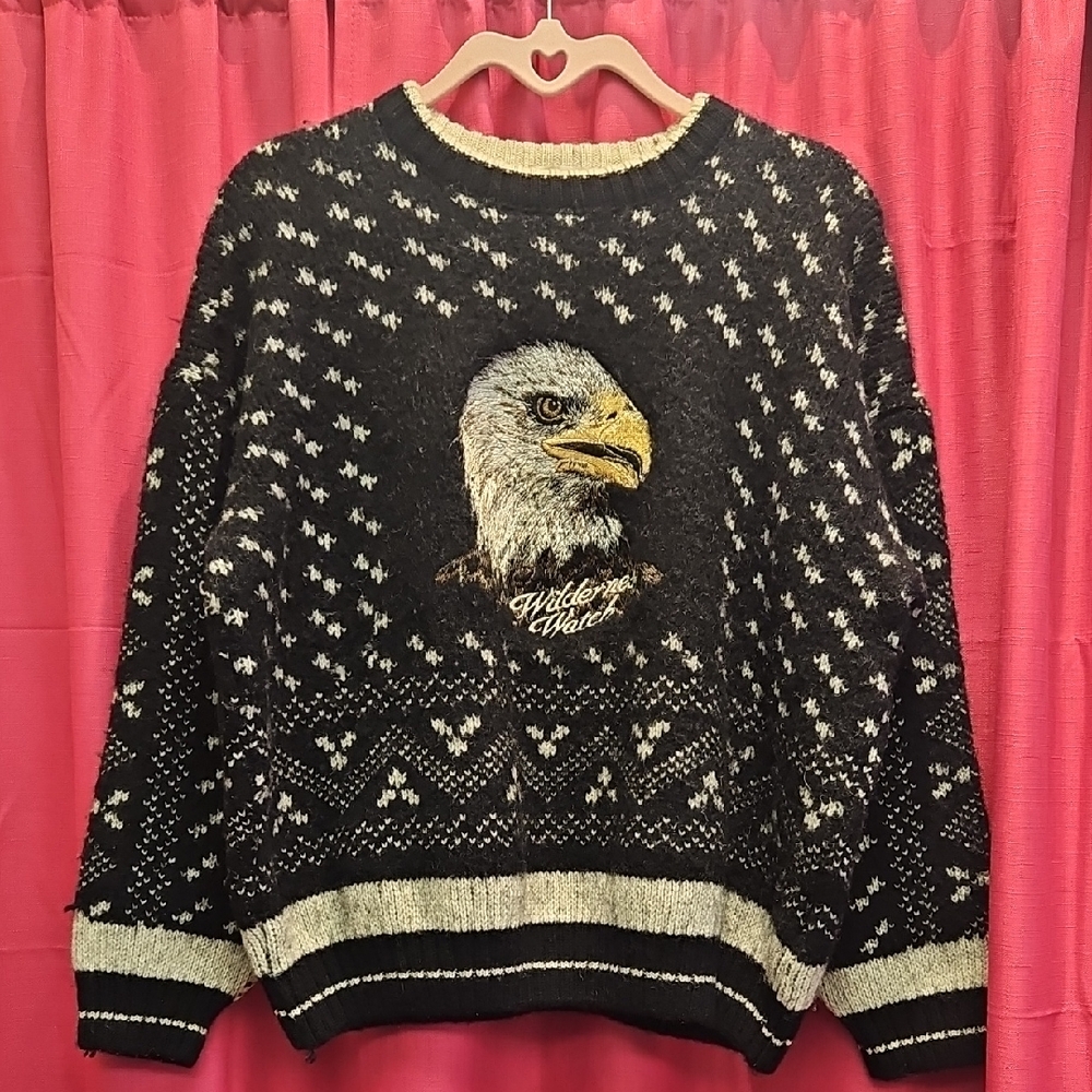 Tundra Black and Cream Eagle Crewneck Sweater